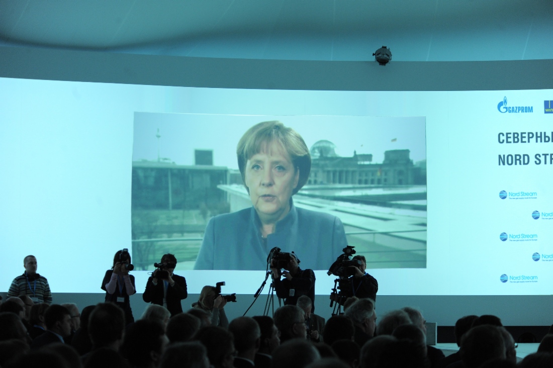 German Chancellor Angela Merkel addressed the assembly via video link