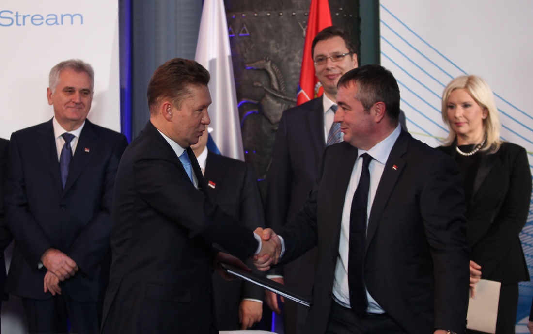 Alexey Miller and Srbijagas Director General Dusan Bajatovic sign Agreement for gas transportation via South Stream gas pipeline in Serbia